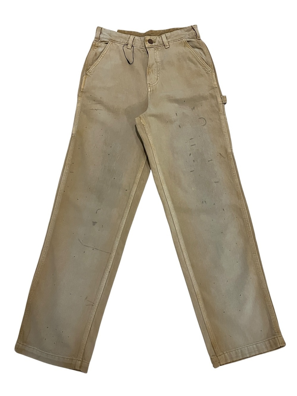 Zara Men's 100% Cotton Tan Distressed Carpenter Workwear Straight Leg Jeans- 29